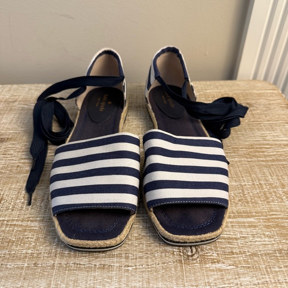 kate spade Shoes - Kate Spade Blue and White Striped Espadrilles, 10M
